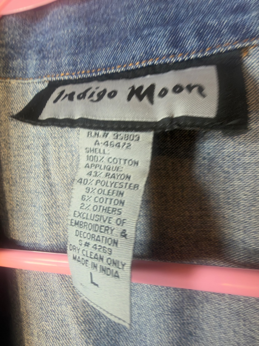 Indigo Multicolor Embroidered Denim Jacket - Picture 3 of 9